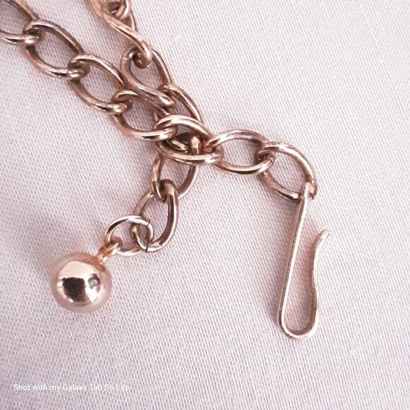 Gold Tone Choker Necklace Animal Print Cow Hide Chain Links Hook Clasp - Picture 4 of 9